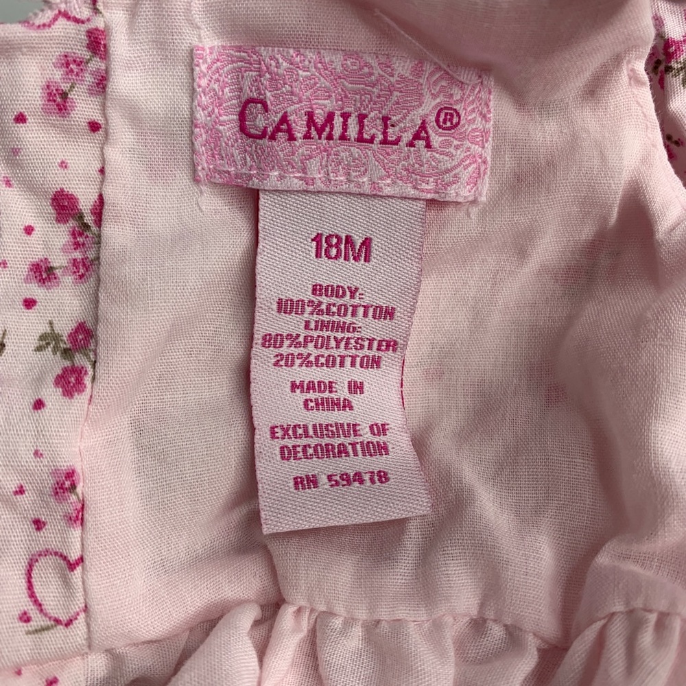 Camilla Girls Pink Dress Sundress Floral Hearts - Picture 2 of 7